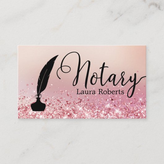 Moderner Rosa Glitzer Loan Signing Agent Visitenkarte (Vorderseite)