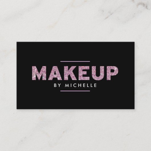 Moderner rosa Glitzer Makeup Artist Visitenkarte (Vorderseite)