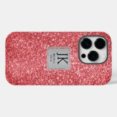 Moderner Rosa Glitzer Mit Monogramm Name Case-Mate iPhone Hülle (Rückseite (Horizontal))