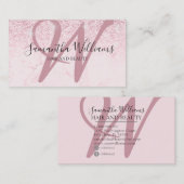 Moderner Rosa Glitzer Monogram Haare-Stift Visitenkarte (Vorne/Hinten)
