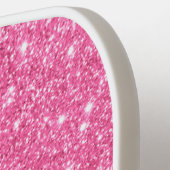 Moderner rosa Glitzer Monogram Personalisierter Na Pickleball Schläger (Linke Seite)