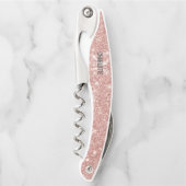 Moderner Rosa Glitzer Monogramm Name Kellner c Kellnermesser (Vorderseite)