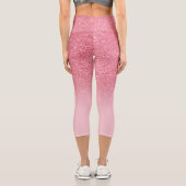 Moderner Rosa Glitzer ombre Glitzern erröten Capri Leggings (Rückseite)