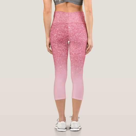 Moderner Rosa Glitzer ombre Glitzern erröten Capri Leggings (Rückseite)