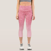 Moderner Rosa Glitzer ombre Glitzern erröten Capri Leggings (Vorderseite)