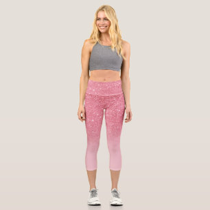 Moderner Rosa Glitzer ombre Glitzern erröten Capri Leggings