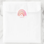 Moderner rosa Glitzer Personalisiert Rainbow Runder Aufkleber (Tasche)