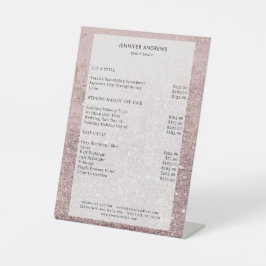 Moderner Rosa Glitzer Salon Price Sockelschild