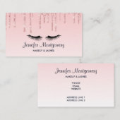 Moderner rosa Glitzer und Augenbrauen Visitenkarte (Vorne/Hinten)