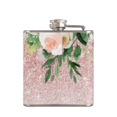 Moderner rosa Glitzer und Blume mit Namen Flachmann (Rückseite)