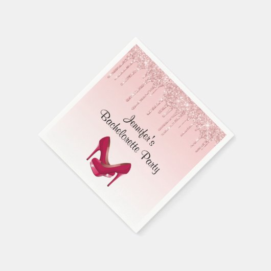 Moderner rosa Glitzer und hohe Absätze Serviette (Ecke)