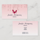 Moderner rosa Glitzer und hohe Absätze Visitenkarte (Vorne/Hinten)