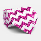 Moderner rosa Glitzer Zickzack Zig Za Fabric Mens  Krawatte (Gerollt)