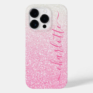 Moderner rosa glitzernder girly-chicer personalisi Case-Mate iPhone 14 pro hülle