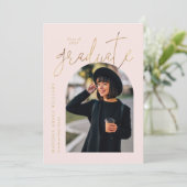 Moderner Rosa-Gold-Arsch-Abschluss Einladung (Stehend Vorderseite)