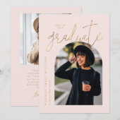 Moderner Rosa-Gold-Arsch-Abschluss Einladung (Vorne/Hinten)