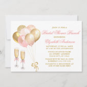 Moderner Rosa Goldballons Brautparty Brunch Einladung (Vorderseite)