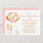 Moderner Rosa Goldballons Brautparty Brunch Einladung (Vorne/Hinten)