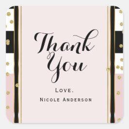 Moderner rosa-goldener Konfetti Schwarz-weißer Str Quadratischer Aufkleber