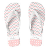 Moderner rosa, grau, weiß Zickzack & polka dot Badesandalen (Fußbett)