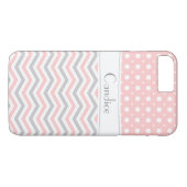 Moderner rosa, grau, weiß Zickzack & polka dot Case-Mate iPhone Hülle (Rückseite (Horizontal))