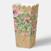 Moderner rosa grüner Blumenchic Gold Glitzer Geschenkschachtel (Rückseite)