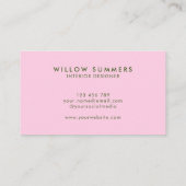 Moderner Rosa Grüner Minimaler Beruflich Visitenkarte (Rückseite)