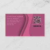 Moderner rosa Haar- und Schönheitscode Qr Visitenkarte (Rückseite)