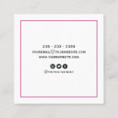 Moderner rosa Holo Quadratische Visitenkarte (Rückseite)