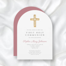 Moderner Rosa-Kreuz-Girl Erster Kommunionenbogen