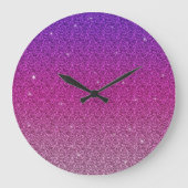Moderner rosa lila Gradient Glitzer mädchenhaft Große Wanduhr (Vorderseite)
