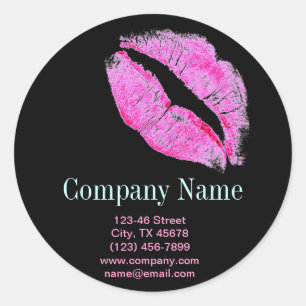 moderner rosa LippenMaskenbildner Cosmetologist Runder Aufkleber