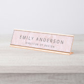 Moderner rosa Marmor Personalisiert Schreibtischnamensplakette (Vorderseite )