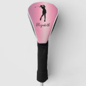 Moderner rosa metallischer Look Lady Golfer benutz Golf Headcover (Vorderseite)