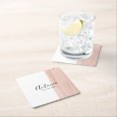 Moderner rosa Minimaler Skriptname Rechteckiger Pappuntersetzer (Vor Ort)