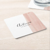 Moderner rosa Minimaler Skriptname Rechteckiger Pappuntersetzer (angewinkelt)