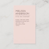 Moderner Rosa-Minimalismus beruflich Visitenkarte (Rückseite)