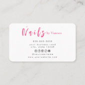 Moderner rosa Nageltechniker Moderne Nägel Art Sal Visitenkarte (Rückseite)