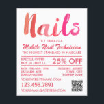 Moderner rosa Nageltechniker, Nail Salon Flyer<br><div class="desc">Moderner rosafarbener Nageltechniker,  Nail Salon Werbe-Flyer im Business Card Store.</div>