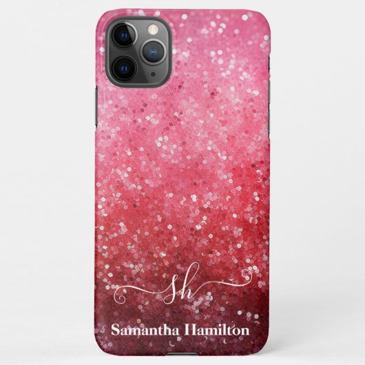 Moderner Rosa Ombre Glitzer Mit Monogramm Chic Cus iPhone Hülle (Rückseite)