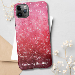 Moderner Rosa Ombre Glitzer Mit Monogramm Chic Cus iPhone 11Pro Max Hülle