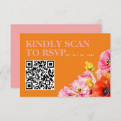 Moderner rosa orange-gelber Hochzeitcode QR-UAWG Begleitkarte (Vorne/Hinten)