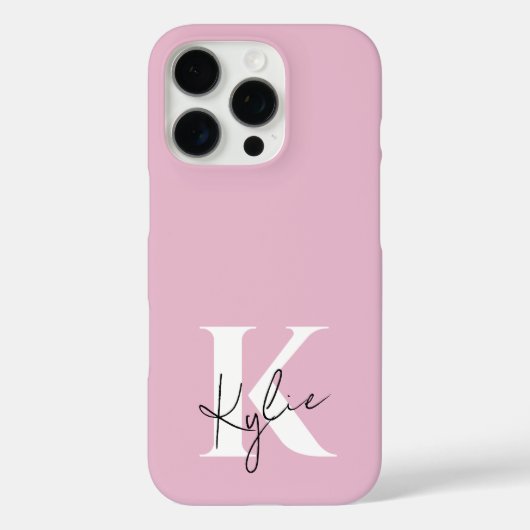 Moderner rosa Personalisierter Monogramm-Name: Case-Mate iPhone Hülle (Rückseite)