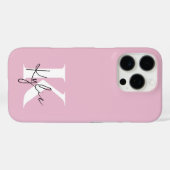 Moderner rosa Personalisierter Monogramm-Name: Case-Mate iPhone Hülle (Rückseite (Horizontal))