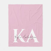 Moderner rosa Personalisierter Monogramm-Name: Fleecedecke (Vorderseite)