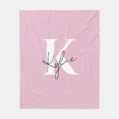 Moderner rosa Personalisierter Monogramm-Name: Fleecedecke (Vorderseite)