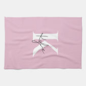 Moderner rosa Personalisierter Monogramm-Name: Geschirrtuch (Horizontal)