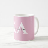 Moderner rosa Personalisierter Monogramm-Name: Kaffeetasse (VorderseiteRechts)