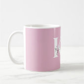 Moderner rosa Personalisierter Monogramm-Name: Kaffeetasse (Links)