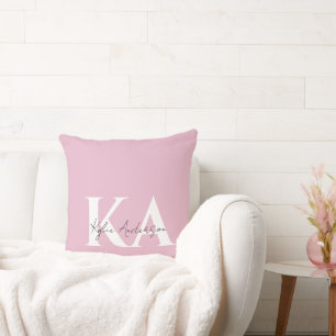Moderner rosa Personalisierter Monogramm-Name: Kissen